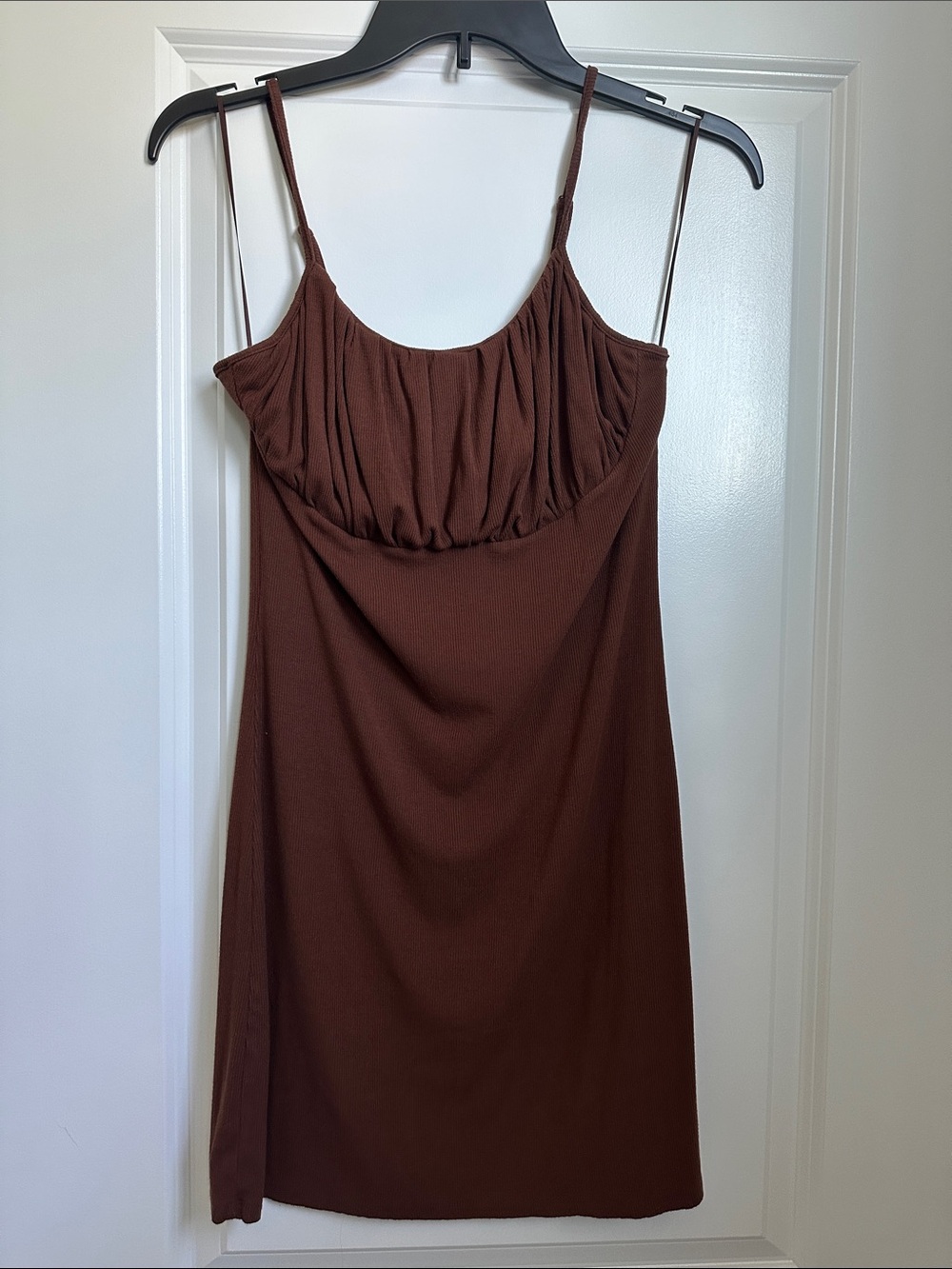 Kendall & Kylie Brown Mini Dress with Spaghetti Straps